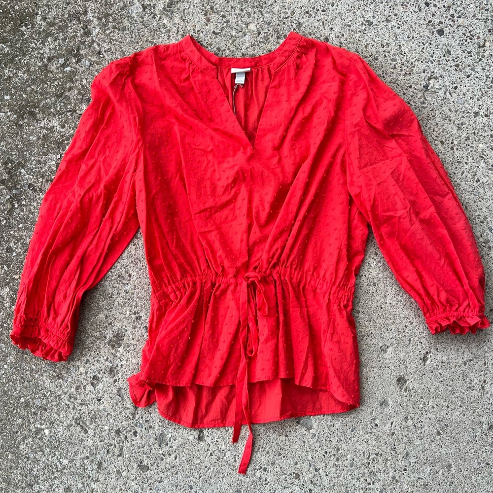 Coral Red Blouse Shirt Top 2X XXL NEW WITH TAGS